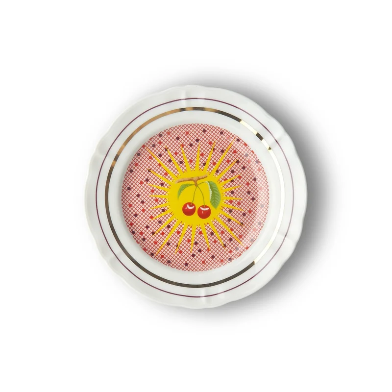 Bitossi Home Piatto Frutta Ciliegia in Porcellana 20,5 cm