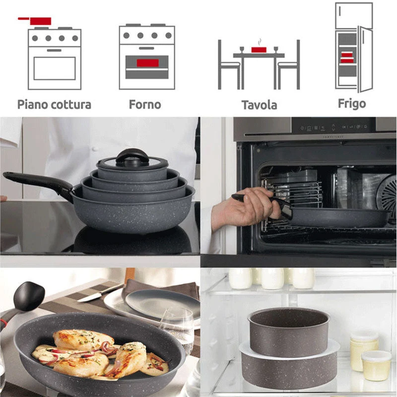 Lagostina Set Batteria di Pentole 5 pezzi Ingenio Mineralis Green