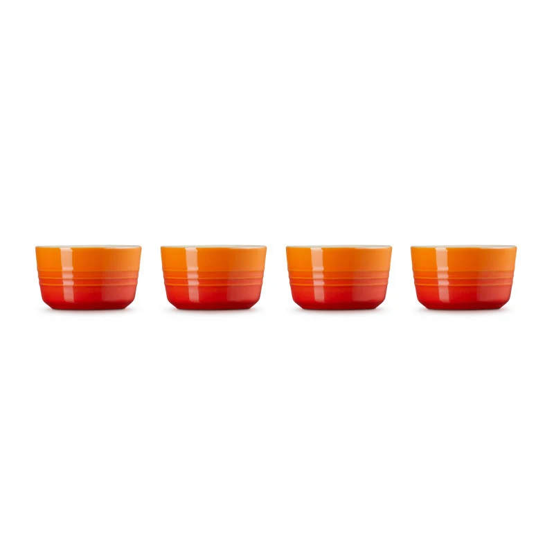 Le Creuset Set 4 Mini Ramequin in Gres Vetrificato 8 cm Arancio
