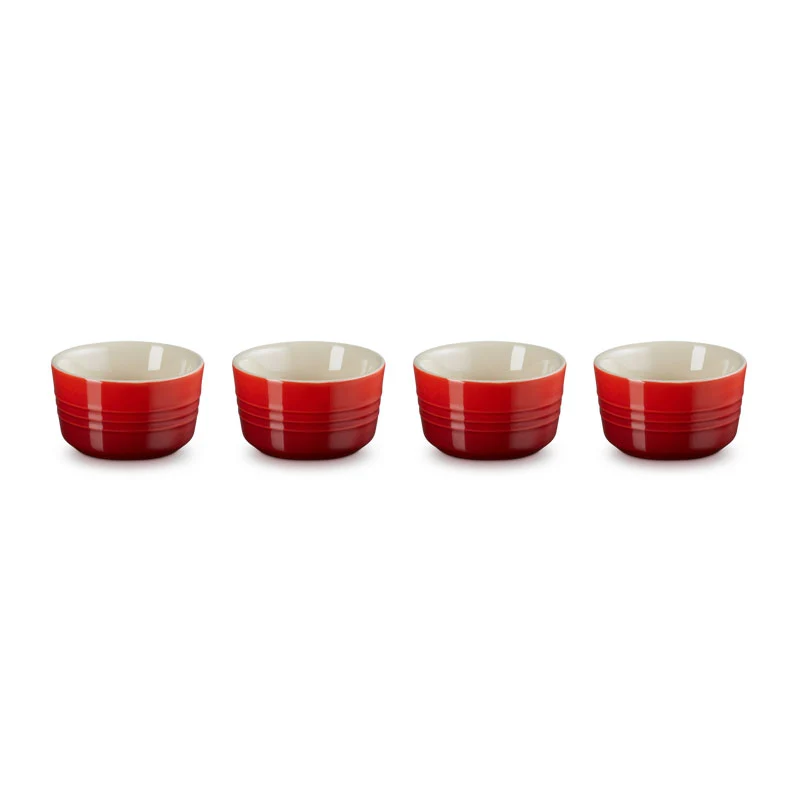 Le Creuset Set 4 Mini Ramequin in Gres Vetrificato 8 cm Ciliegia