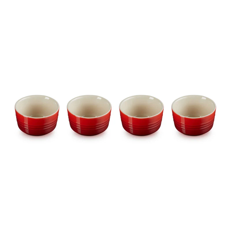 Le Creuset Set 4 Mini Ramequin in Gres Vetrificato 8 cm Ciliegia