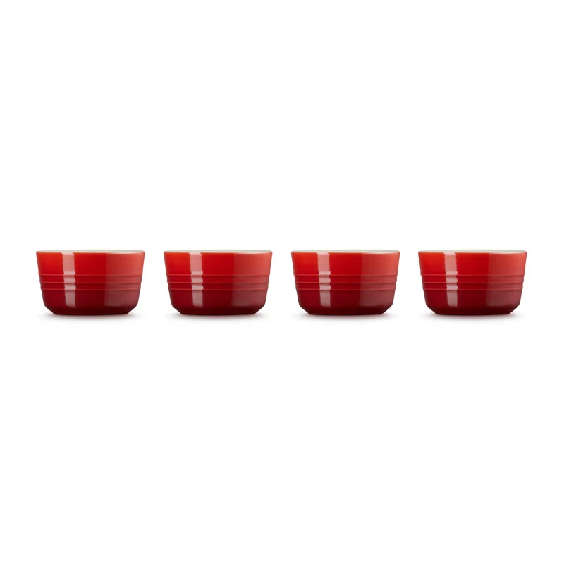 Le Creuset Set 4 Mini Ramequin in Gres Vetrificato 8 cm Ciliegia