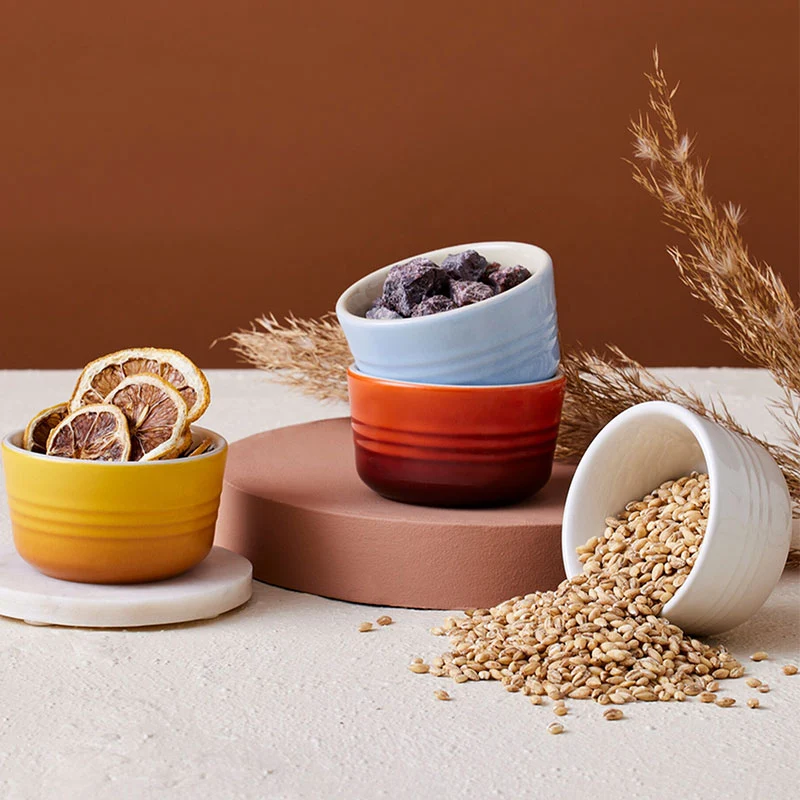 Le Creuset Set 4 Mini Ramequin in Gres Vetrificato 8 cm Ciliegia
