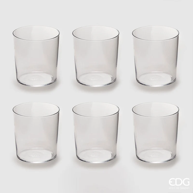 H&H Set 6 Bicchieri Acqua Starck in Vetro H9 D8 cm