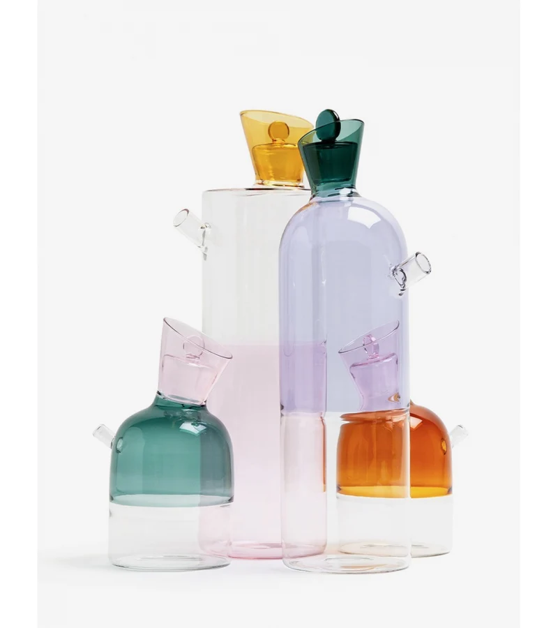 Ichendorf Milano Bottiglia Travasi Ambra Clear Rosa H 30cm
