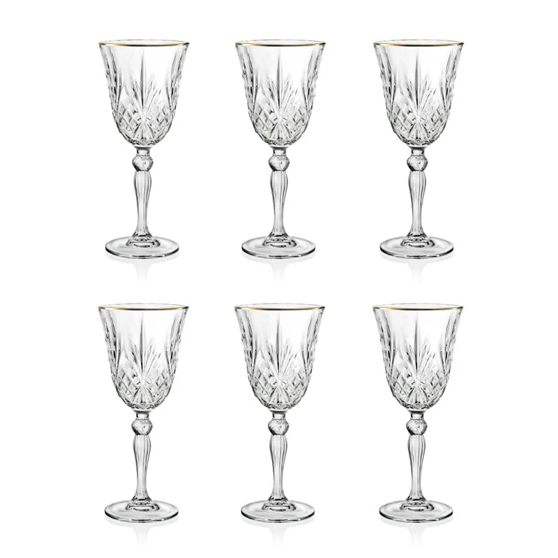 Brandani Set 6 Calici Gold and Gold in Vetro 21 cl