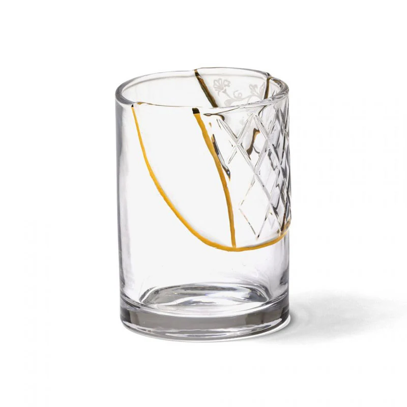 Seletti Bicchiere Acqua Kintsugi in Vetro H10,5 D7,6 cm