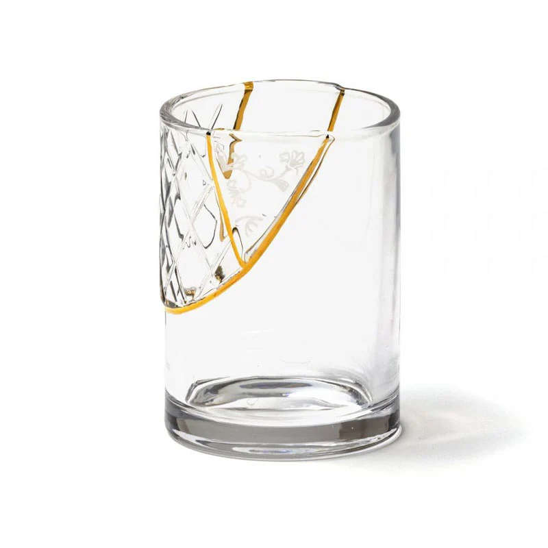 Seletti Bicchiere Acqua Kintsugi in Vetro H10,5 D7,6 cm