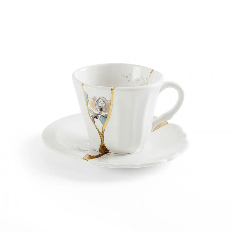 Seletti Tazzina da Caffè Kintsugi con Piattino in Porcellana