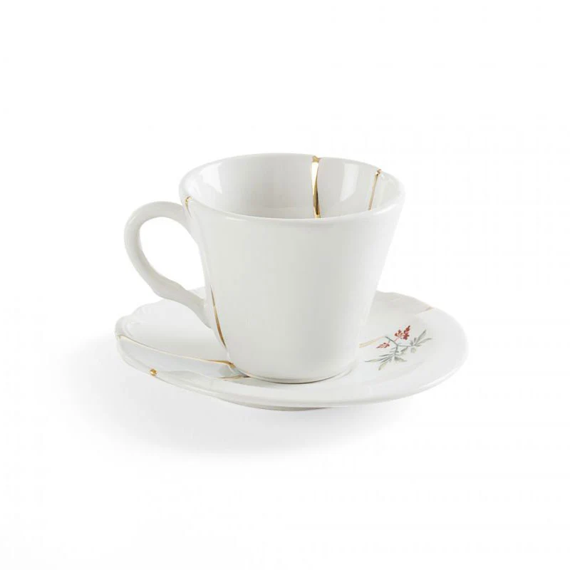 Seletti Tazzina da Caffè Kintsugi con Piattino in Porcellana
