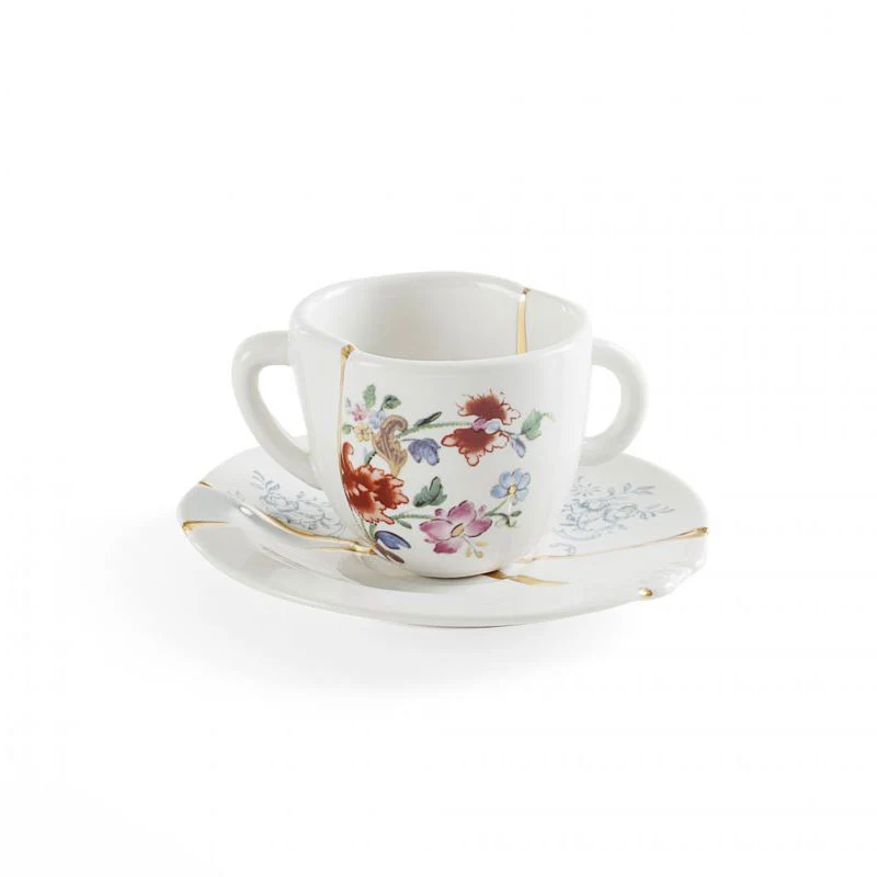 Seletti Tazzina da Caffè Kintsugi con Piattino in Porcellana