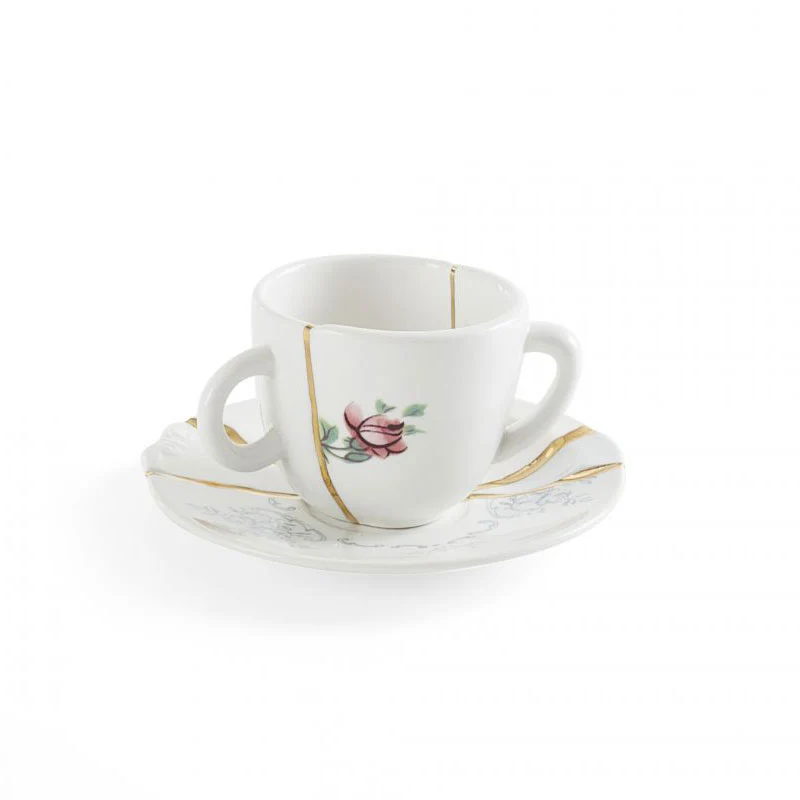 Seletti Tazzina da Caffè Kintsugi con Piattino in Porcellana