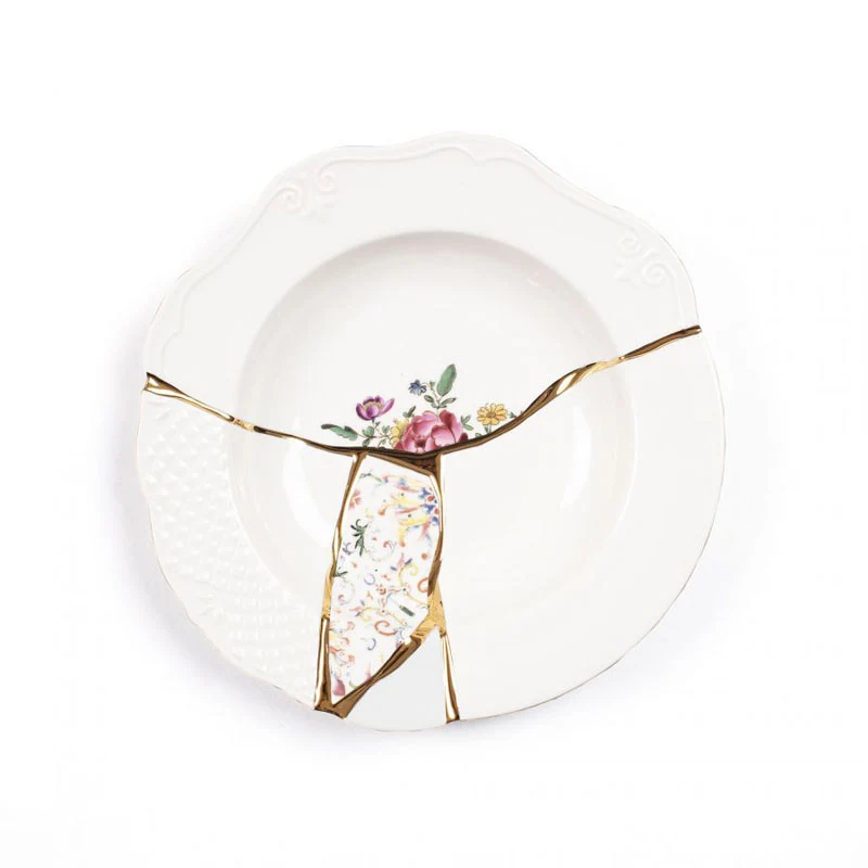 Seletti Piatto Fondo Kintsugi in Porcellana D22 cm