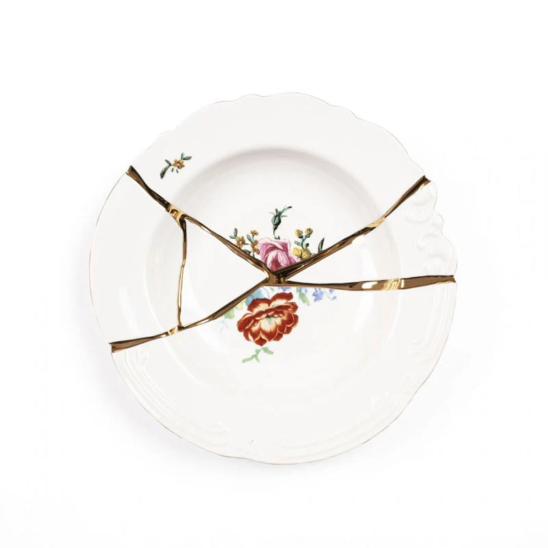 Seletti Piatto Fondo Kintsugi in Porcellana D22 cm