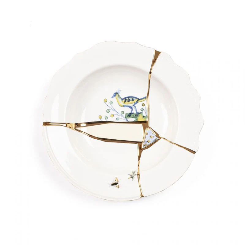 Seletti Piatto Fondo Kintsugi in Porcellana D22 cm