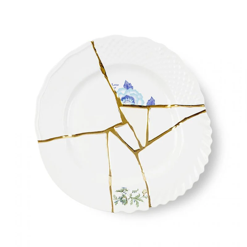 Seletti Piatto Piano Kintsugi in Porcellana D27,5 cm