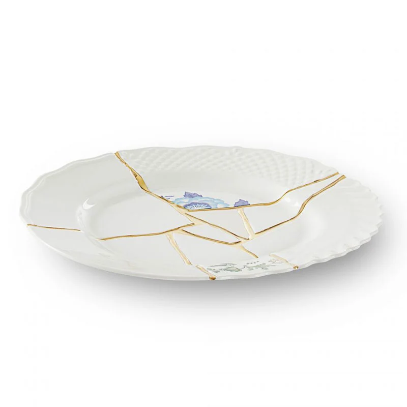 Seletti Piatto Piano Kintsugi in Porcellana D27,5 cm