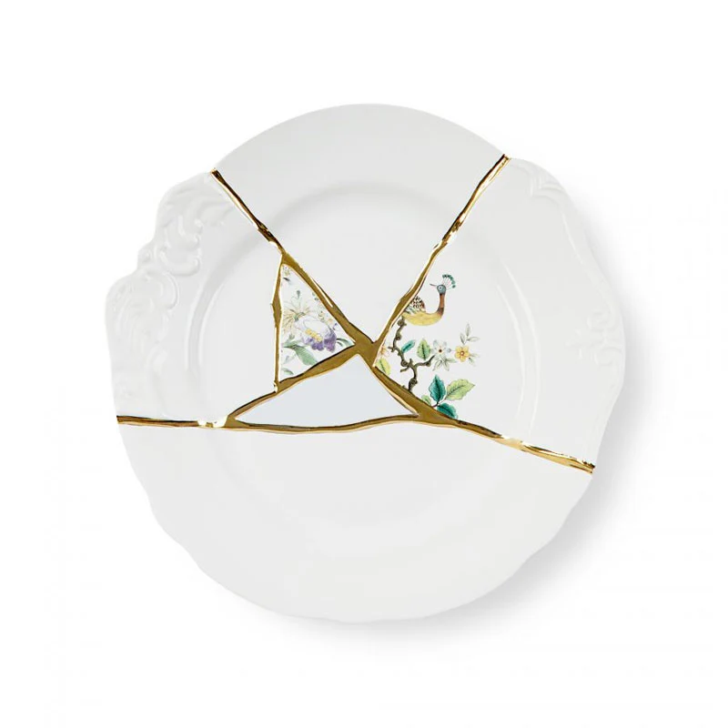 Seletti Piatto Piano Kintsugi in Porcellana D27,5 cm