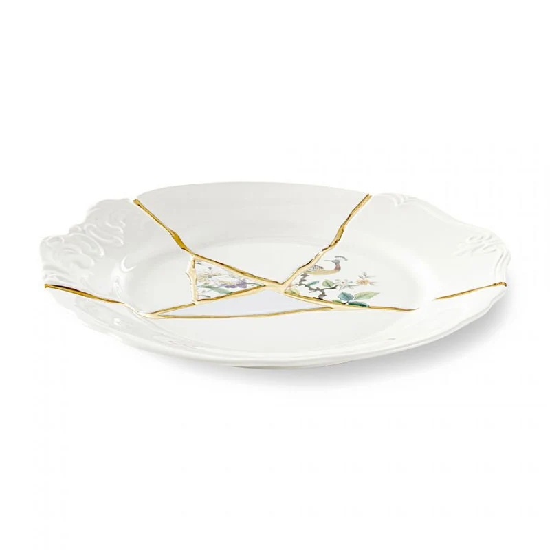 Seletti Piatto Piano Kintsugi in Porcellana D27,5 cm