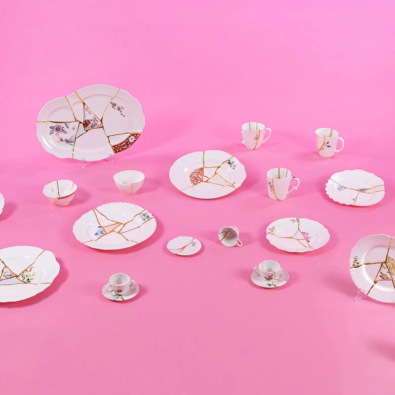 Seletti Piatto da Dessert Kintsugi in Porcellana D21 cm