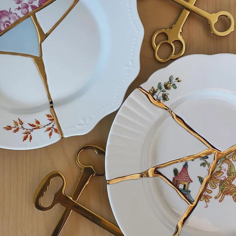 Seletti Piatto da Dessert Kintsugi in Porcellana D21 cm