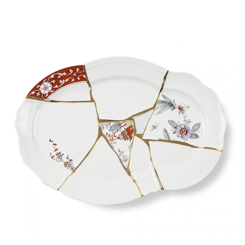 Seletti Vassoio Kintsugi in Porcellana 42,5 cm