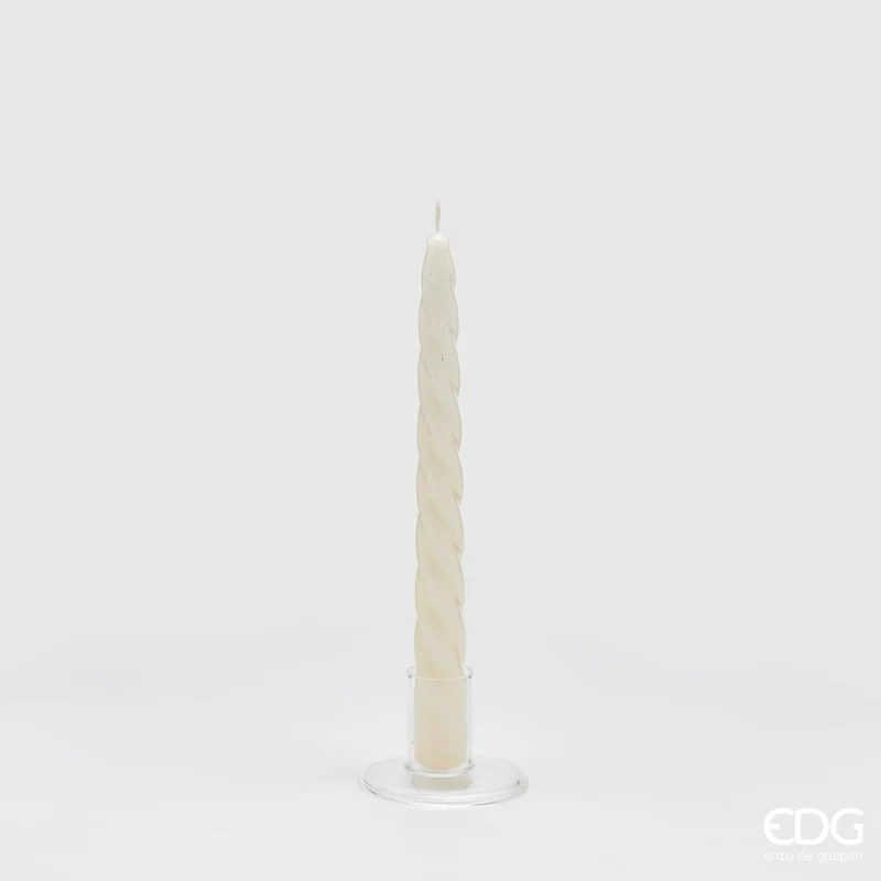 EDG Enzo De Gasperi Set 10 Candele Stelo Twist H23 cm Avorio