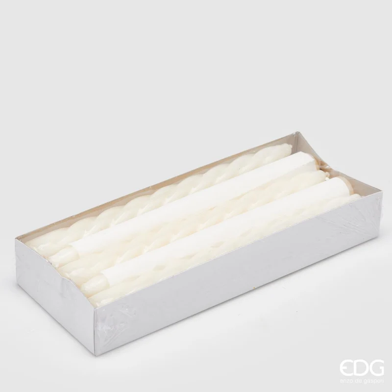 EDG Enzo De Gasperi Set 10 Candele Stelo Twist H23 cm Avorio