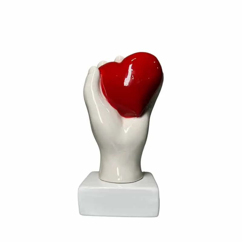 Amage Mano Cuore Rosso in Ceramica H20 cm