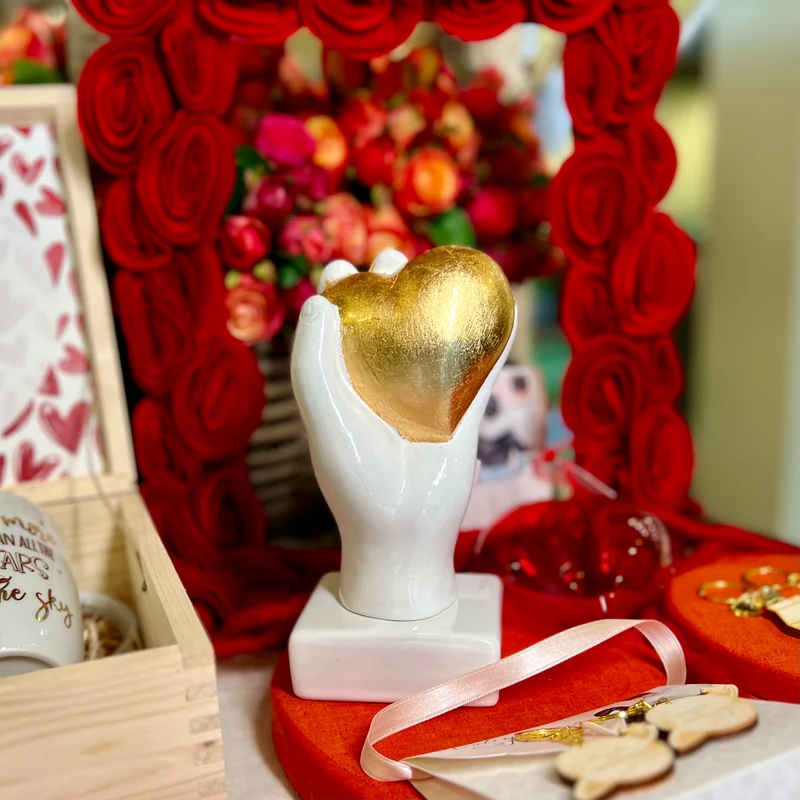 Amage Mano Cuore Oro in Ceramica H20 cm