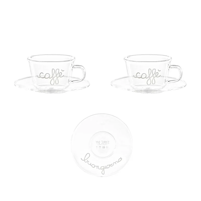 Simple Day Set 2 Tazzine Caffè con Piattino Buongiorno 100 ml