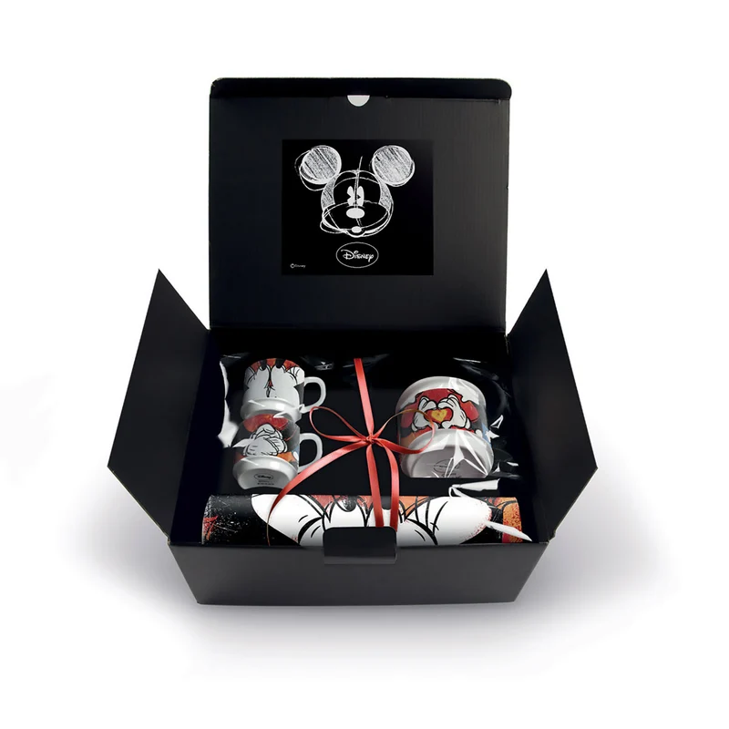 Egan Set 2 Mug Impilabili Mickey con 2 Tovagliette + Zuccheriera Rossa