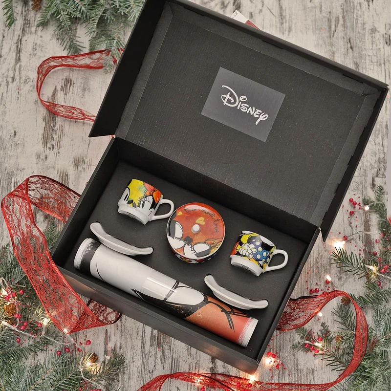 Egan Set 2 Mug Impilabili Mickey con 2 Tovagliette + Zuccheriera Rossa