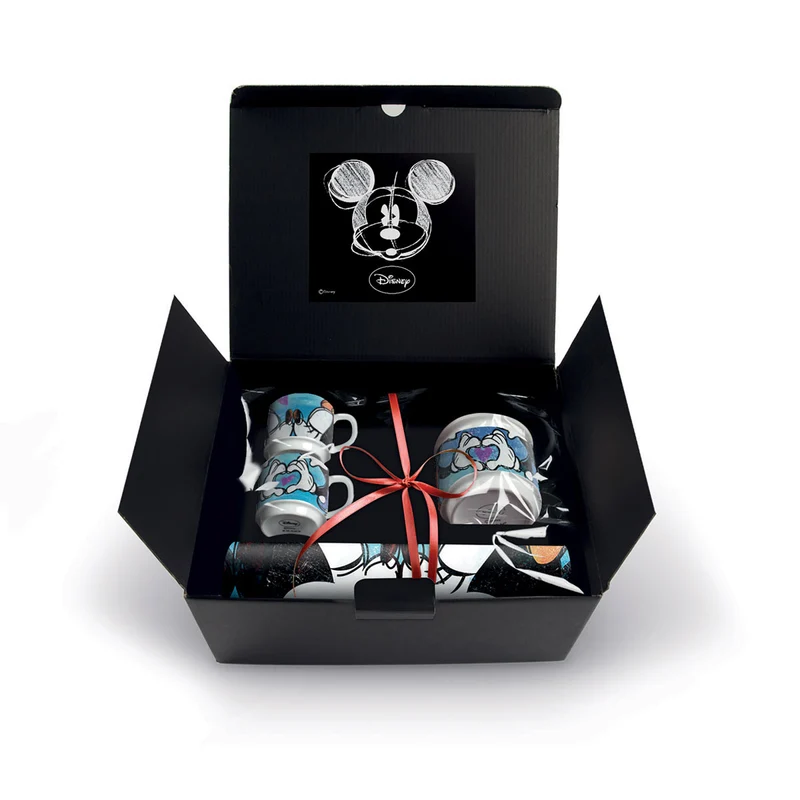 Egan Set 2 Mug Impilabili Mickey con 2 Tovagliette + Zuccheriera Blu