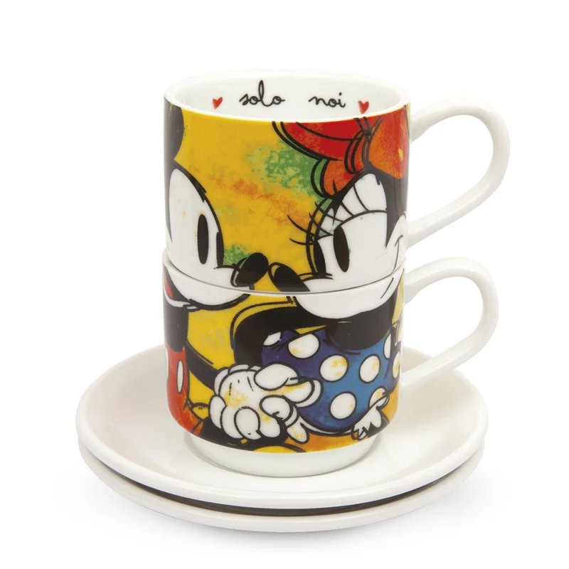 Egan Set 2 Mug Impilabili Mickey con 2 Tovagliette + Zuccheriera Verde