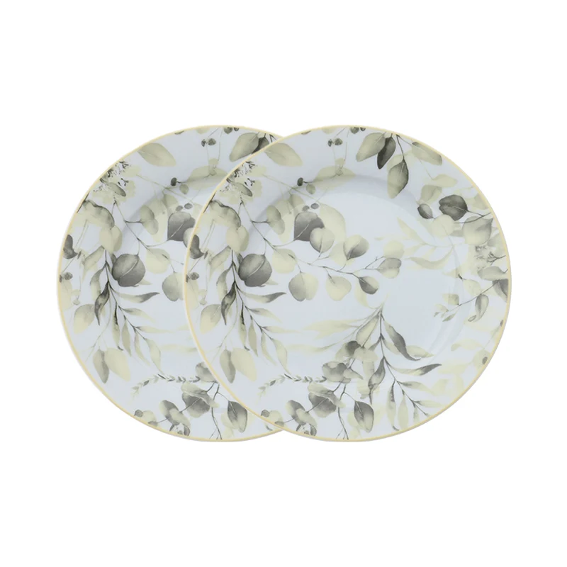 Hervit Set 2 Piattini Dessert in Porcellana D19,5 cm Verde
