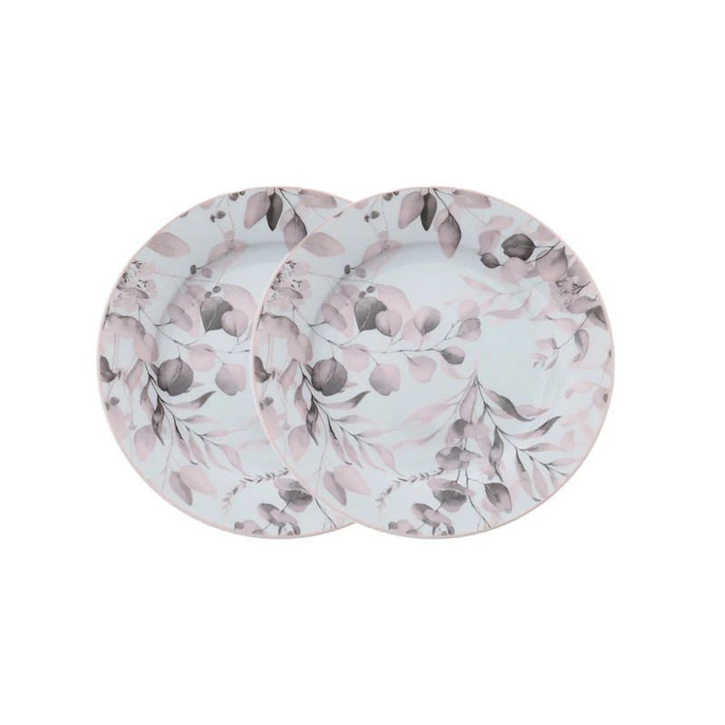 Hervit Set 2 Piattini Dessert in Porcellana D19,5 cm Rosa
