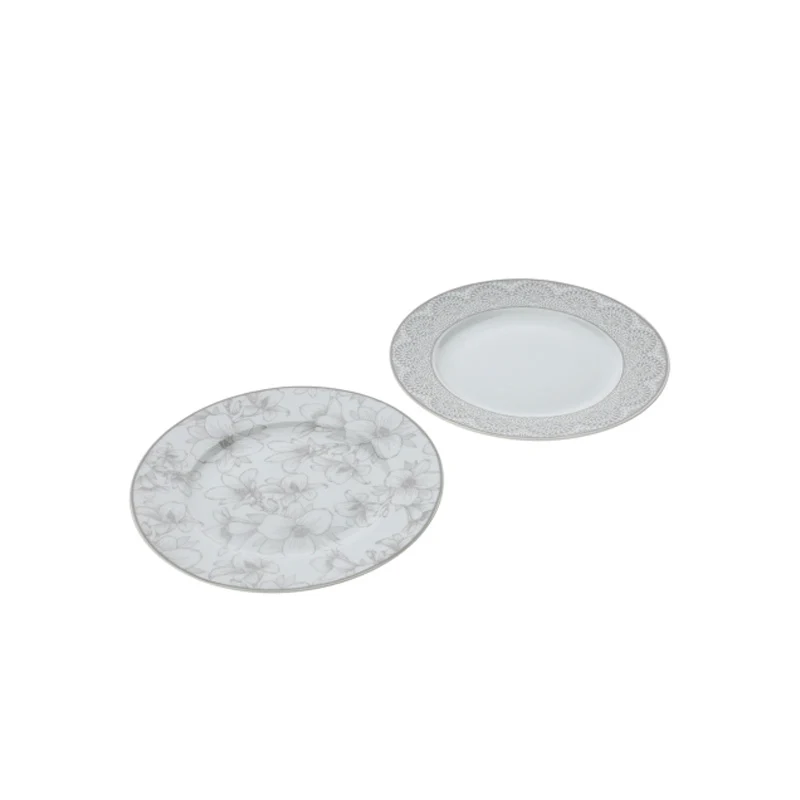 Hervit Set 2 Piattini Dessert in Porcellana D19,5 cm