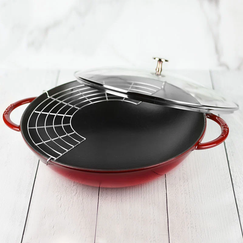 Staub Padella Wok in ghisa 2 Manici D 37cm Rosso