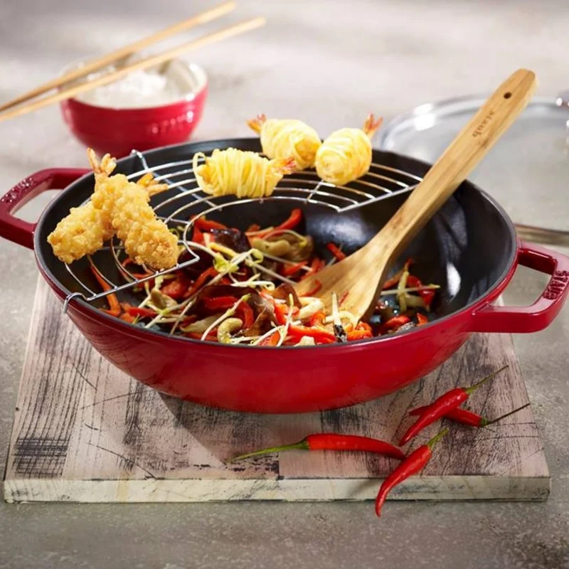 Staub Padella Wok in ghisa 2 Manici D 37cm Rosso