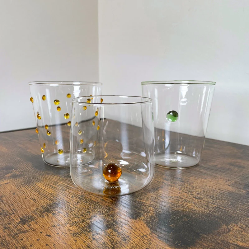 Zafferano Set 6 Bicchieri Melting Pot Borosilicato Verde e Ambra 44 cl