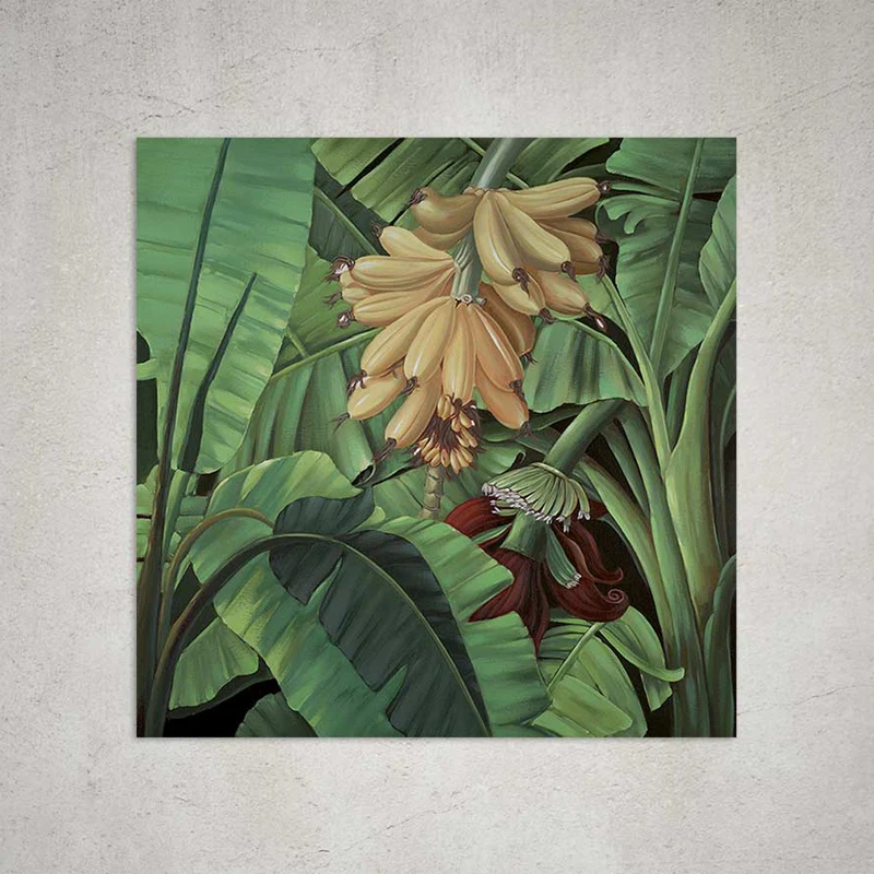 Agave Quadro Il Banano Dipinto a Mano 100x100 cm