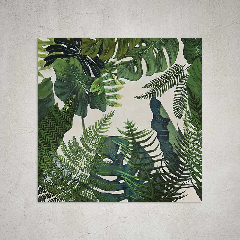 Agave Quadro Nella Giungla Dipinto a Mano 90x90 cm