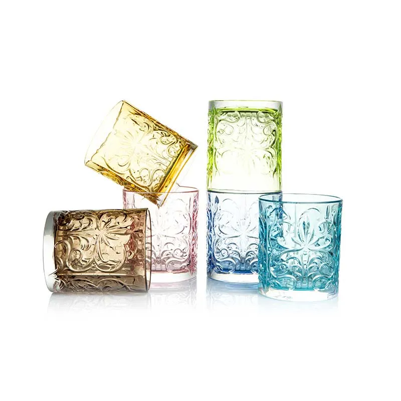 Feeling Set 6 Bicchieri Tumbler Barocco Multicolor in Vetro