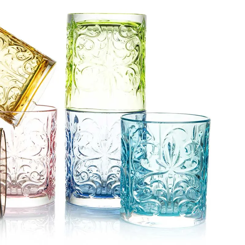 Feeling Set 6 Bicchieri Tumbler Barocco Multicolor in Vetro