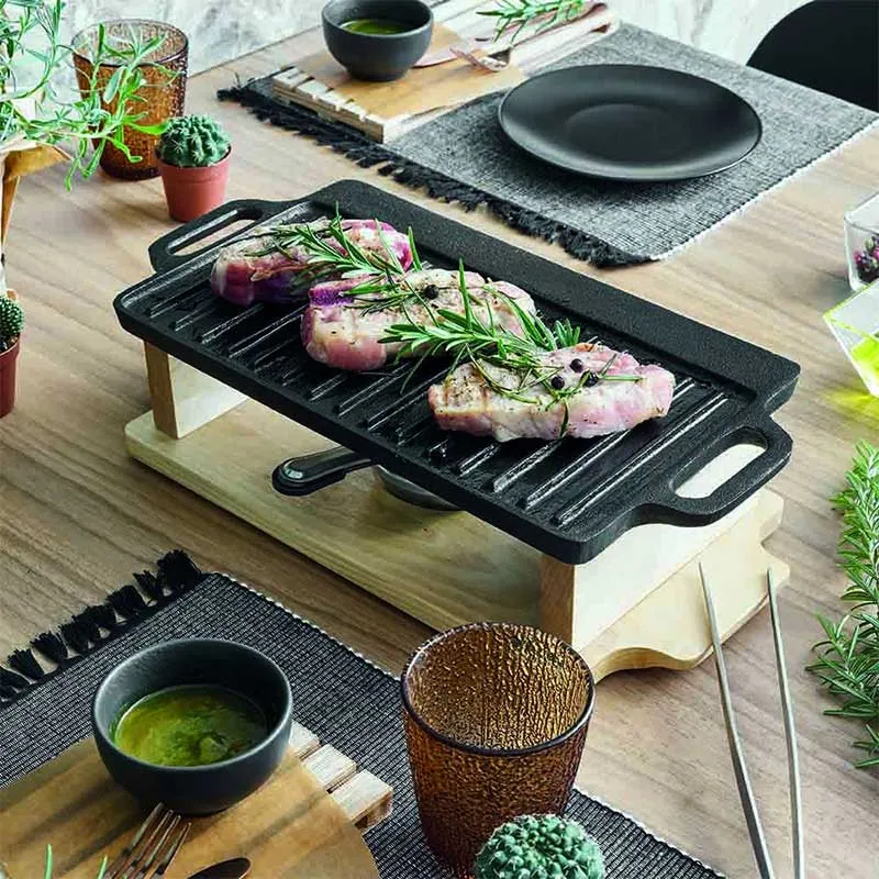 Tognana Piastra Grill con Base Legno Fusion Taste 37x23 cm