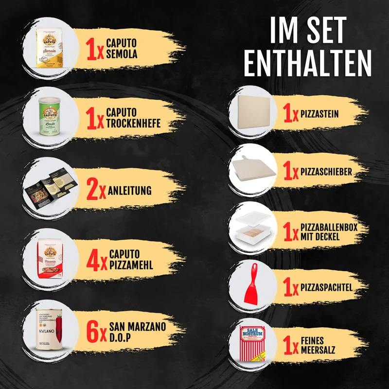 DELICRET Pizza Bundle Deluxe mit Pizzastein, Zubehör und Zutaten