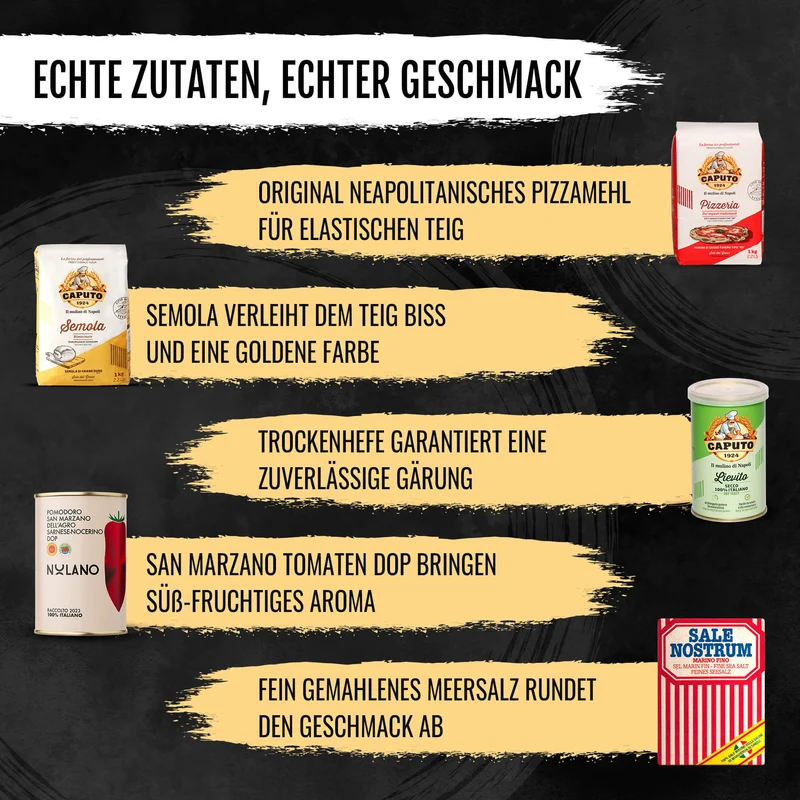 DELICRET Pizza Bundle Deluxe mit Pizzastein, Zubehör und Zutaten