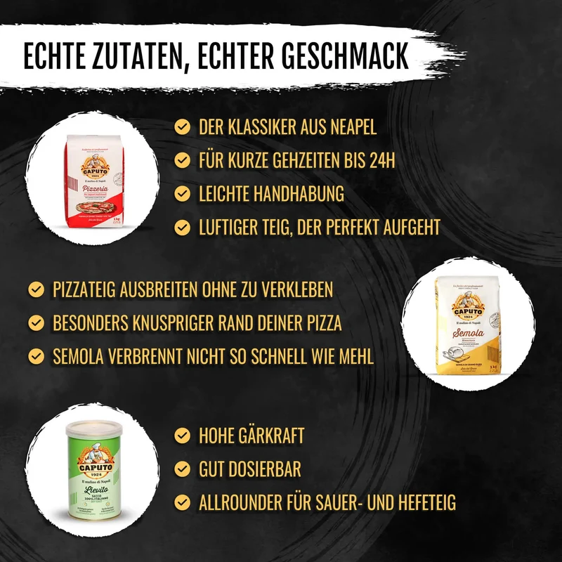 DELICRET Pizza Bundle inkl. Pizzastein, Zubehör und beste Zutaten von Caputo