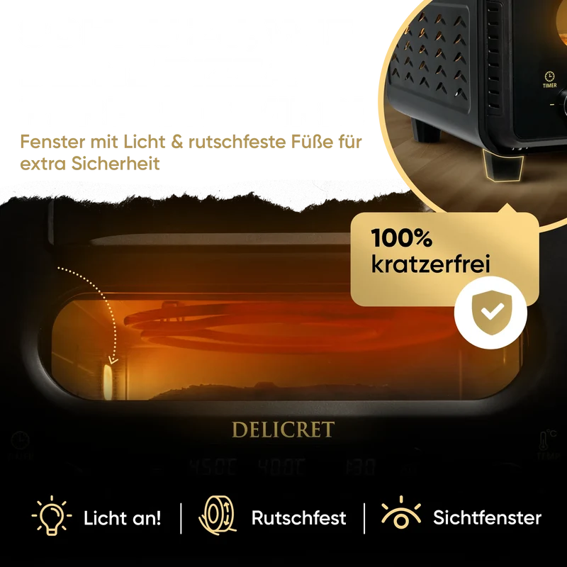 Delicret Pizzaofen – Dein Ofen für Zuhause | Knusprige Pizza in 2 Min.